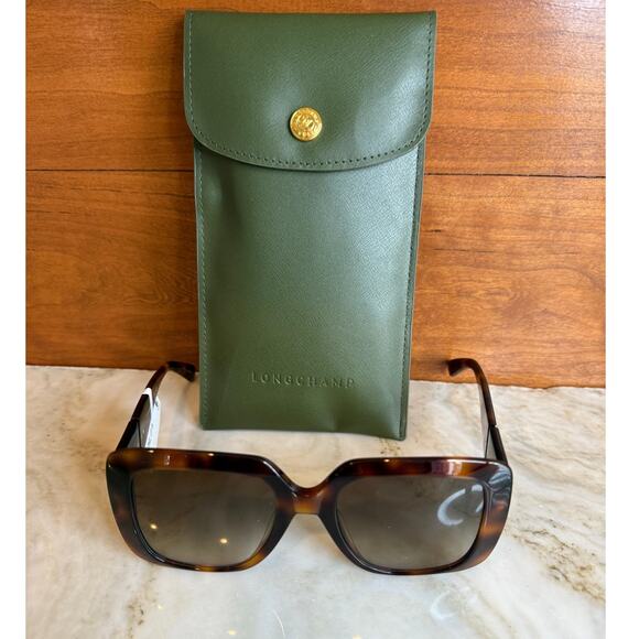 Longchamp Sunglasses Havana Square Tortoise Shell #713S - Picture 3 of 7